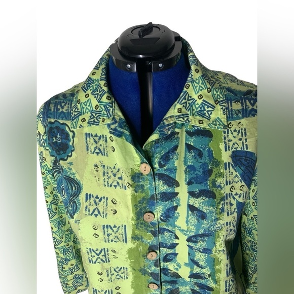 Jane Ashley Casual Lifestyle Green Blue Floral - Picture 2 of 16